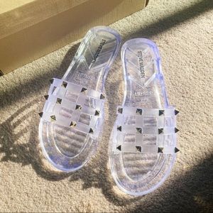 Steve Madden Jelly Sandal Clear 9 Y2K Studded